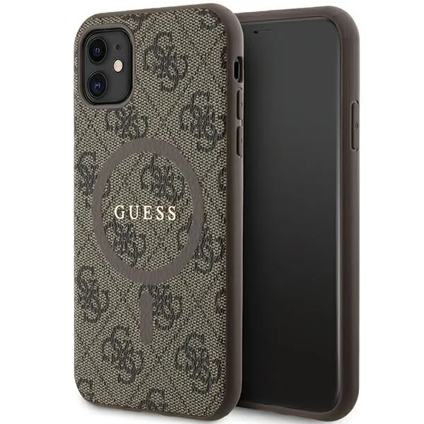 GUESS case for IPHONE 11 compatible with MagSafe GUHMN61G4GFRW (4G Ring classic logo) brown