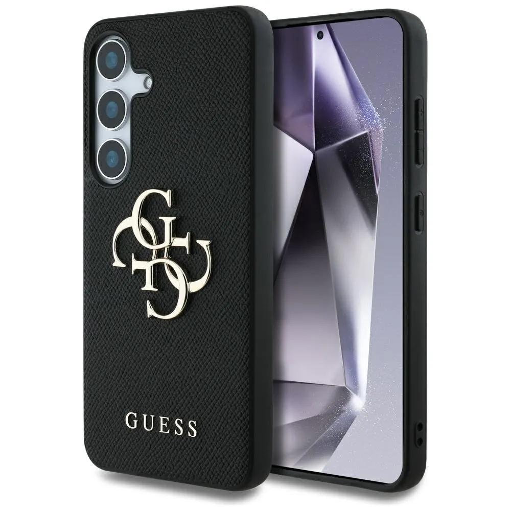 GUESS case for SAMSUNG S25 GUHCS25SPGT4MBK (PU Grained Big 4G and Classic Logo) black
