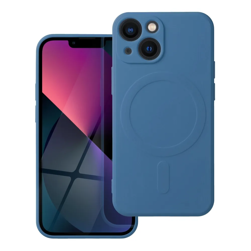 Case for iPhone 13 MINI Silicone Mag Cover compatible with MagSafe (camera protection) blue