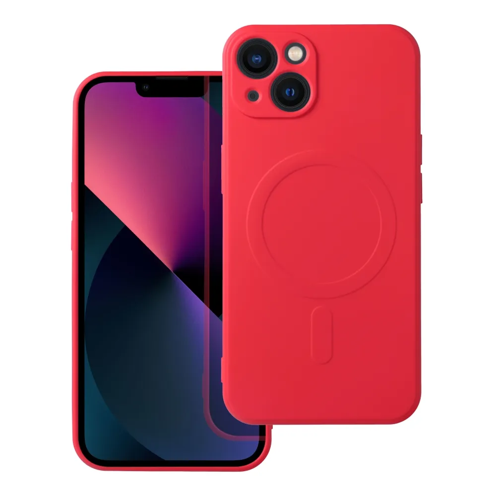 Case for iPhone 13 Silicone Mag Cover compatible with MagSafe (camera protection) red