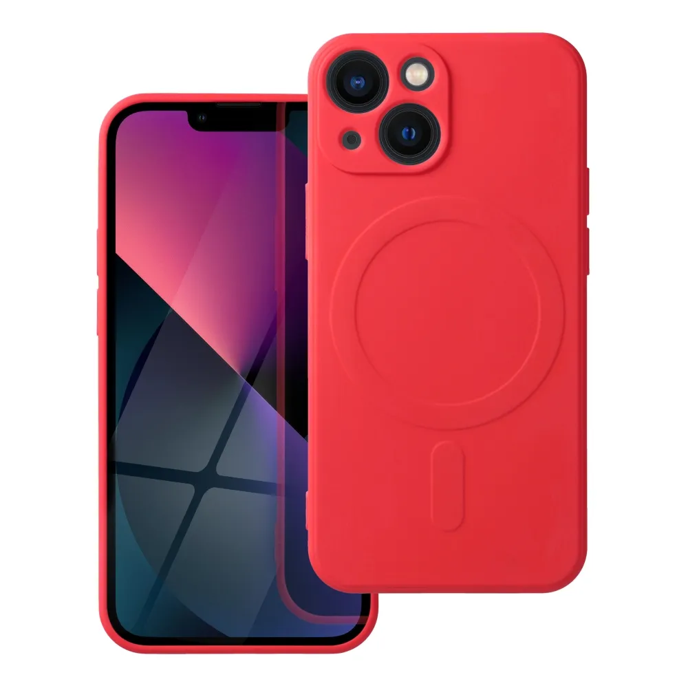 Case for iPhone 13 MINI Silicone Mag Cover compatible with MagSafe (camera protection) red