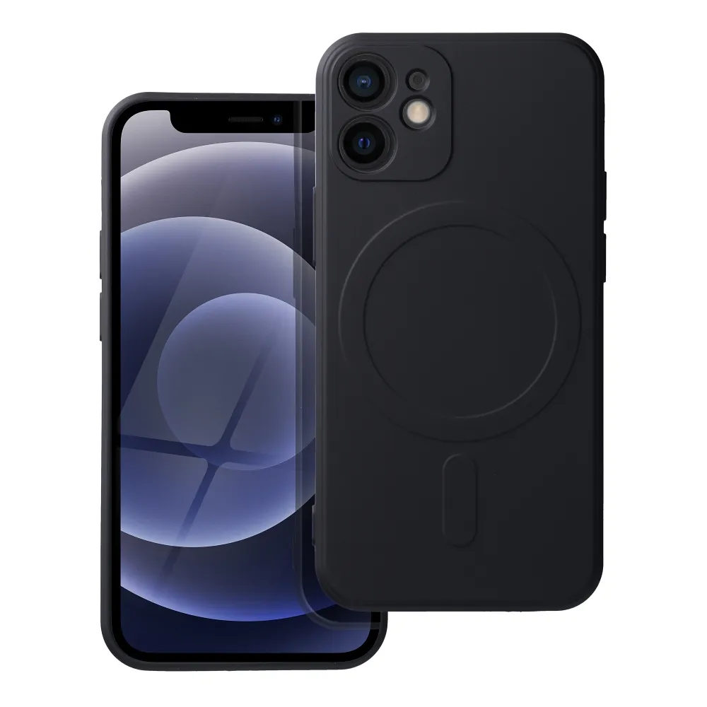Case for iPhone 12 MINI Silicone Mag Cover compatible with MagSafe (camera protection) black