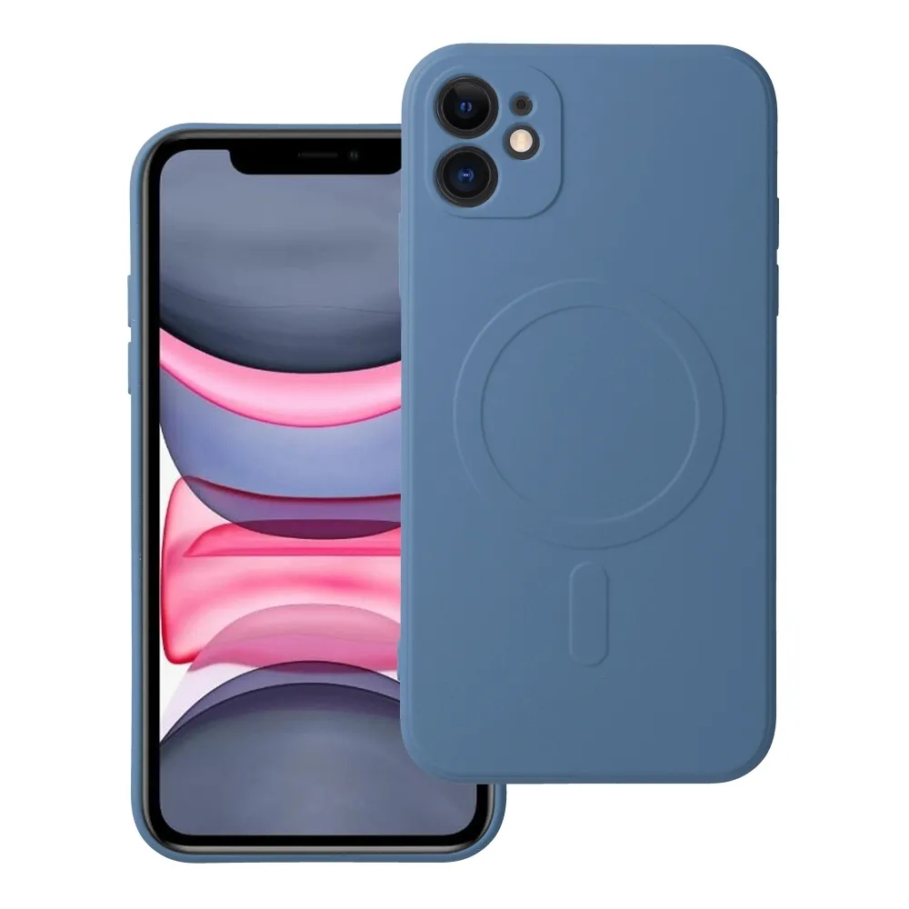 Case for iPhone 11 Silicone Mag Cover compatible with MagSafe (camera protection) blue