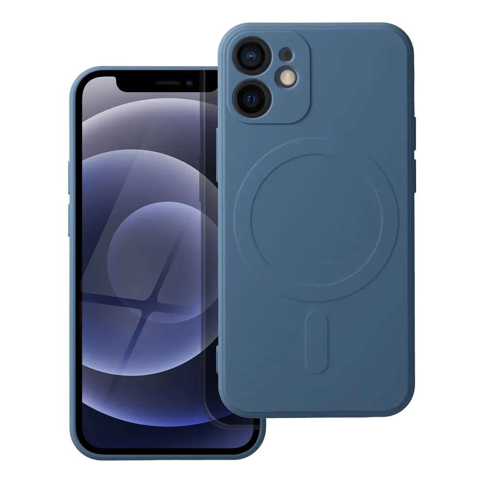 Case for iPhone 12 MINI Silicone Mag Cover compatible with MagSafe (camera protection) blue