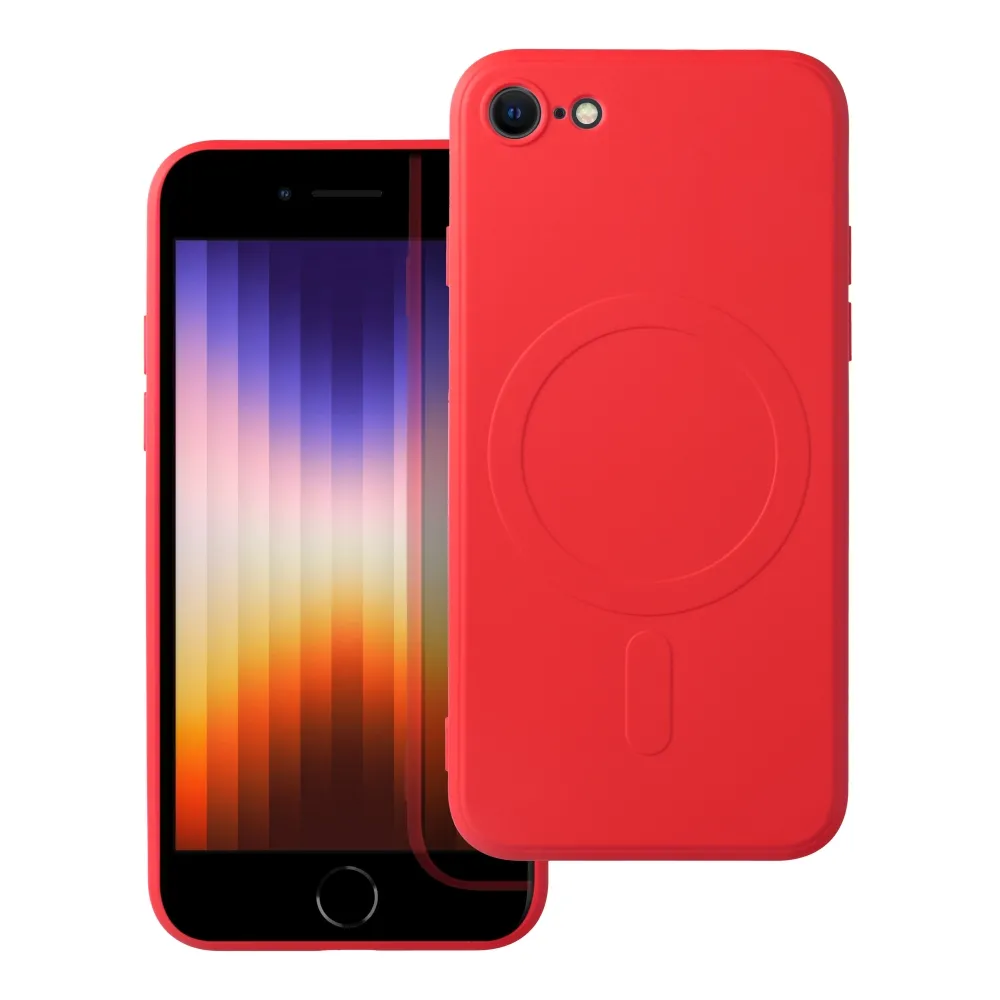 Case for iPhone 7 / 8 / SE 2020 / SE 2022 Silicone Mag Cover compatible with MagSafe (camera protection) red