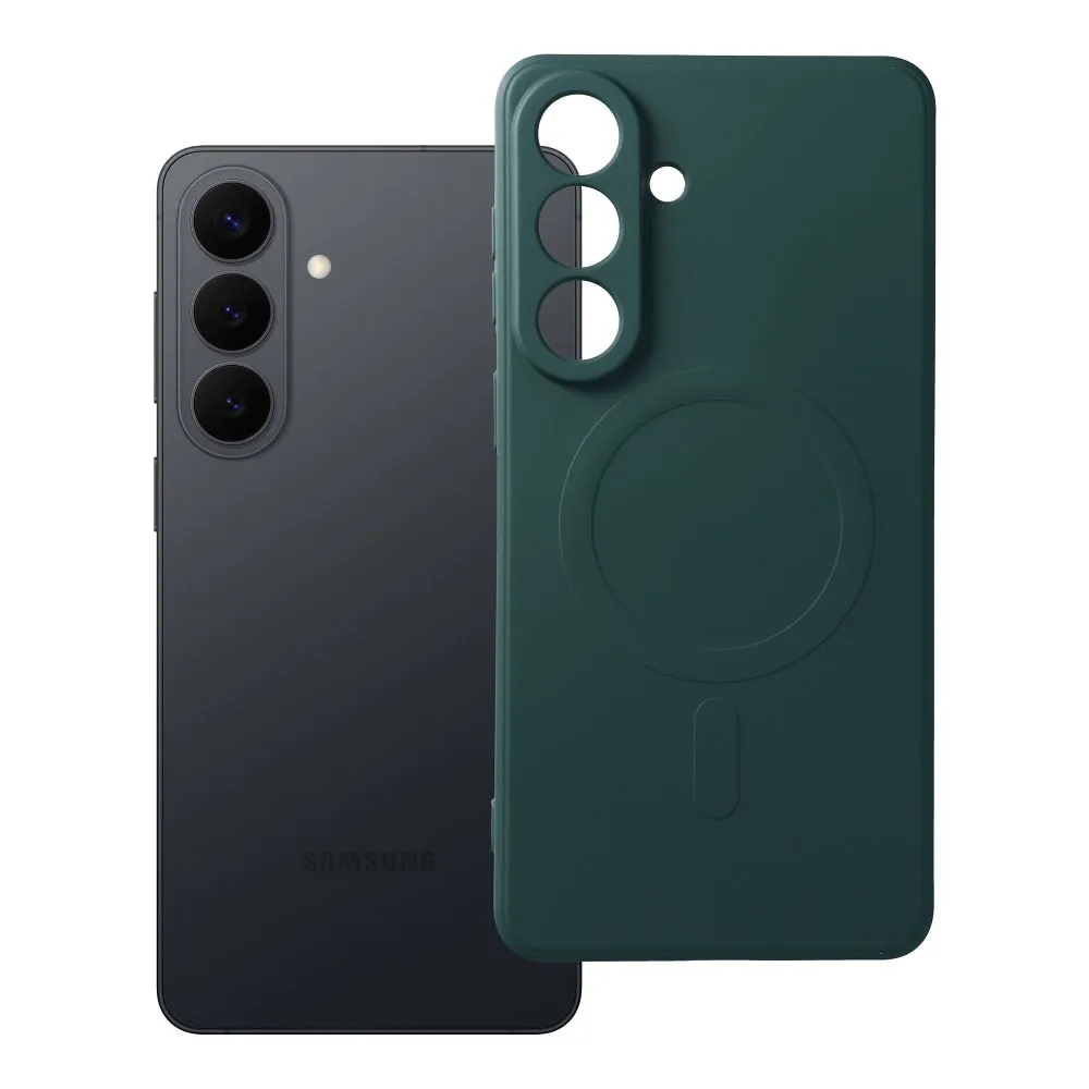 Case for Samsung S26 PLUS Silicone Mag Cover compatible with MagSafe (camera protection) green