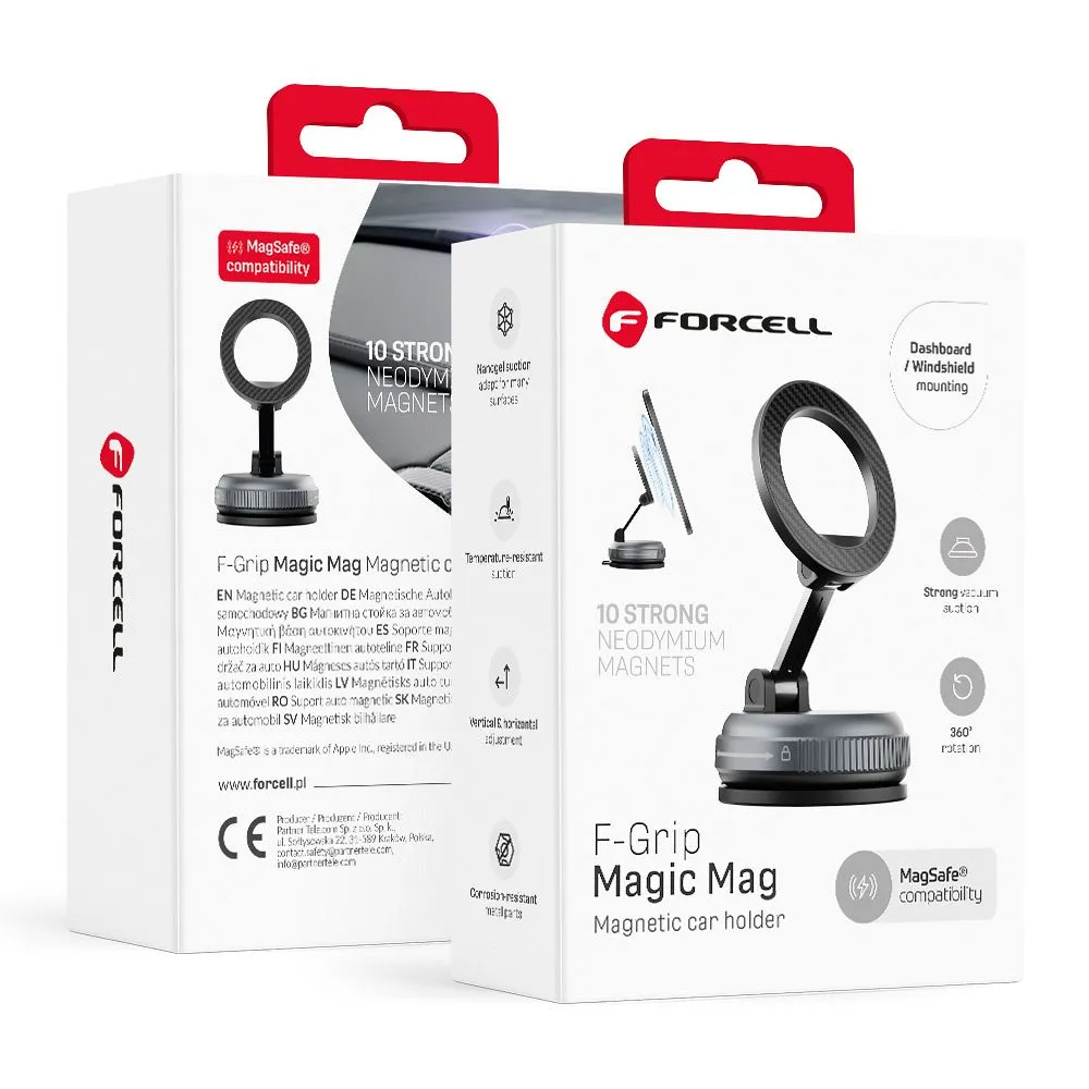 FORCELL Magic Mag Magnetic Suction Cup Phone Holder Compatible with MagSafe black