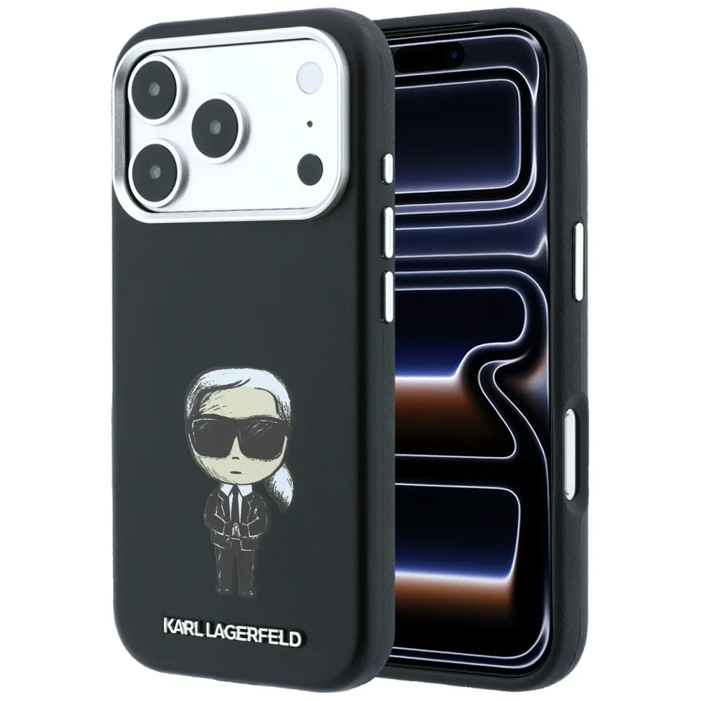 KARL LAGERFELD case for IPHONE 18 Pro/ 17 Pro compatible with MagSafe (Smooth Ikonik Sketch) black