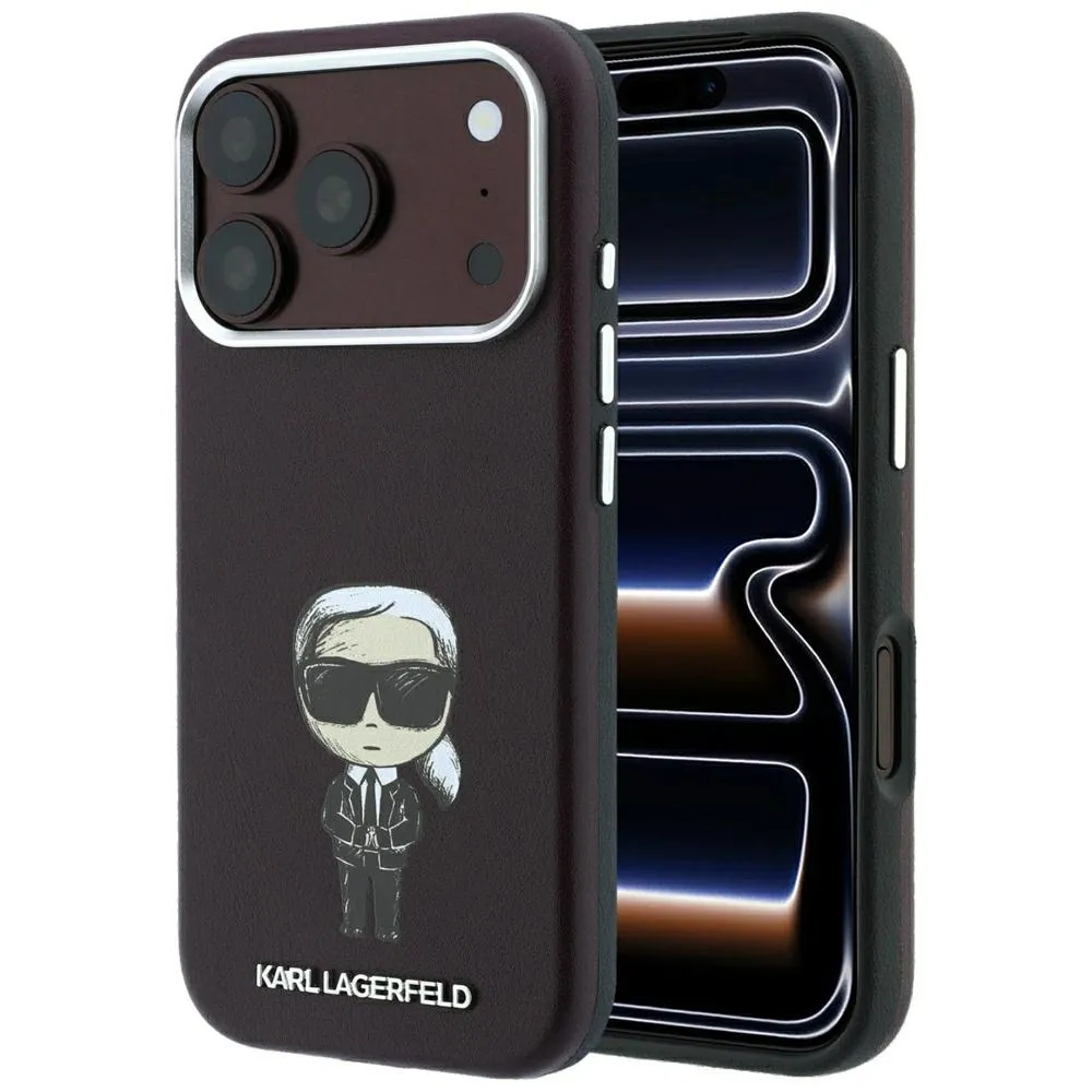 KARL LAGERFELD case for IPHONE 18 Pro Max/ 17 Pro Max compatible with MagSafe (Smooth Ikonik Sketch) burgundy
