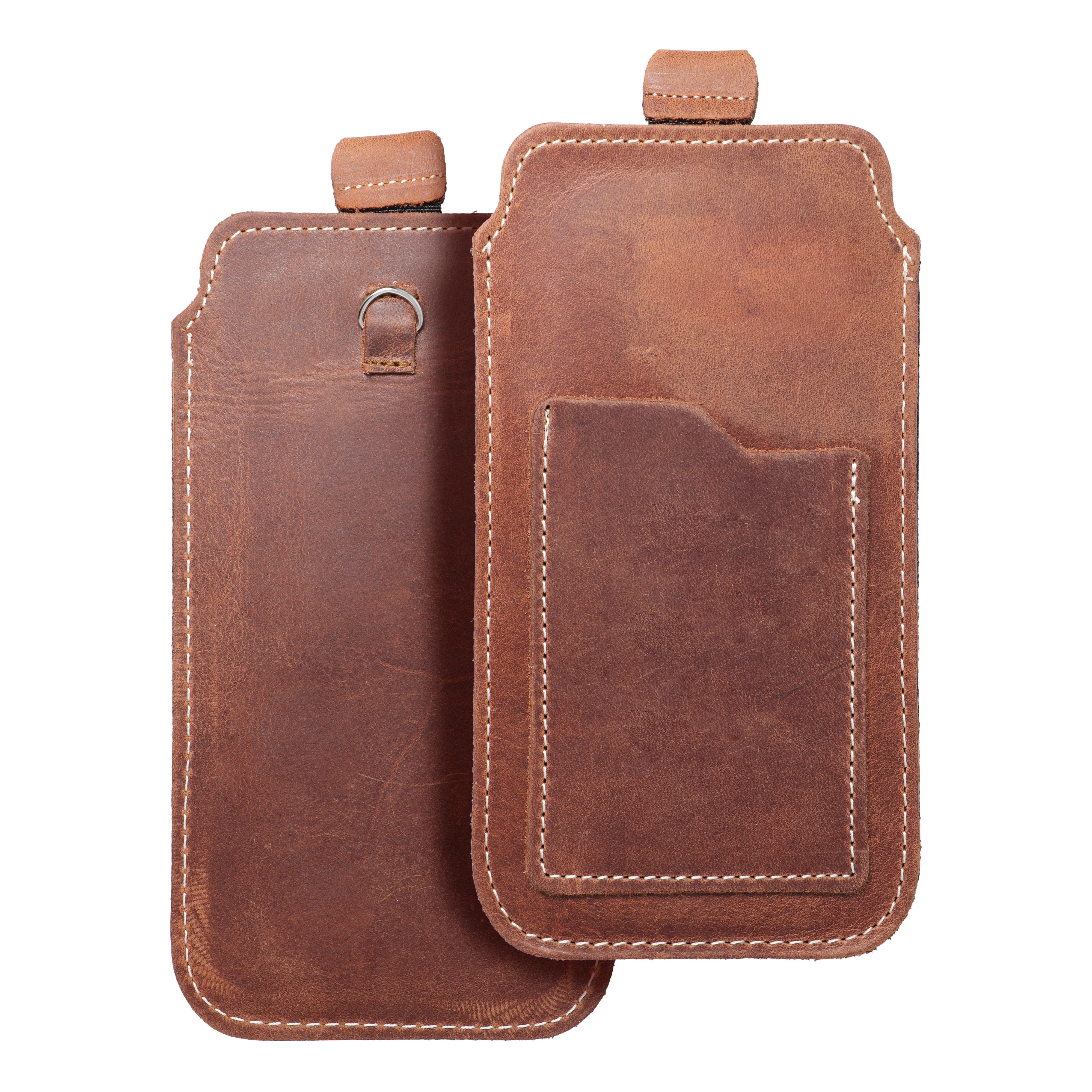 Slip-in phone case leather sleeve with pull-up Royal for iPhone 6 / 7 / 8 Crazy Horse size L brown