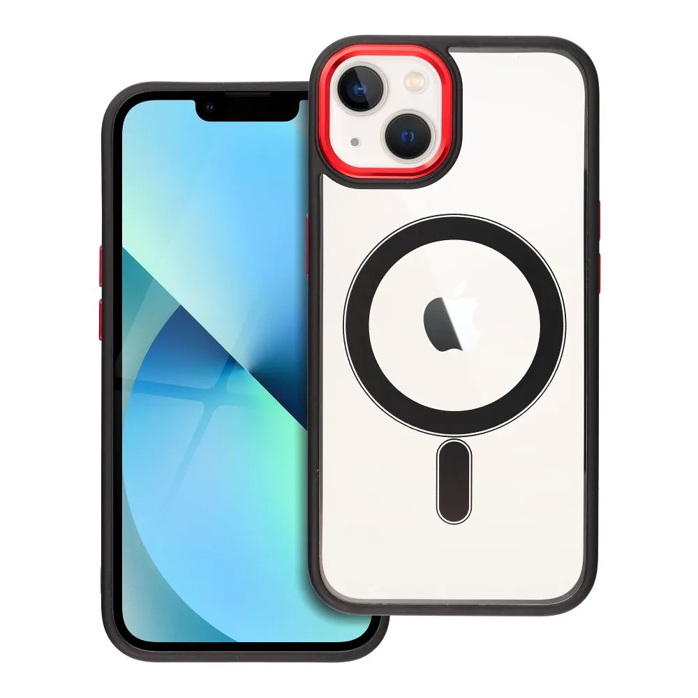 Case for iPhone 13 Color Edge Mag Cover compatible with MagSafe black-red