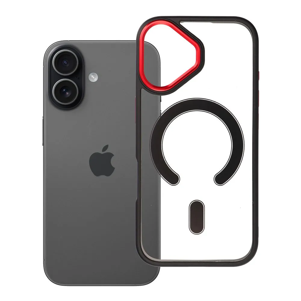 Case for iPhone 17 Color Edge Mag Cover compatible with MagSafe black-red