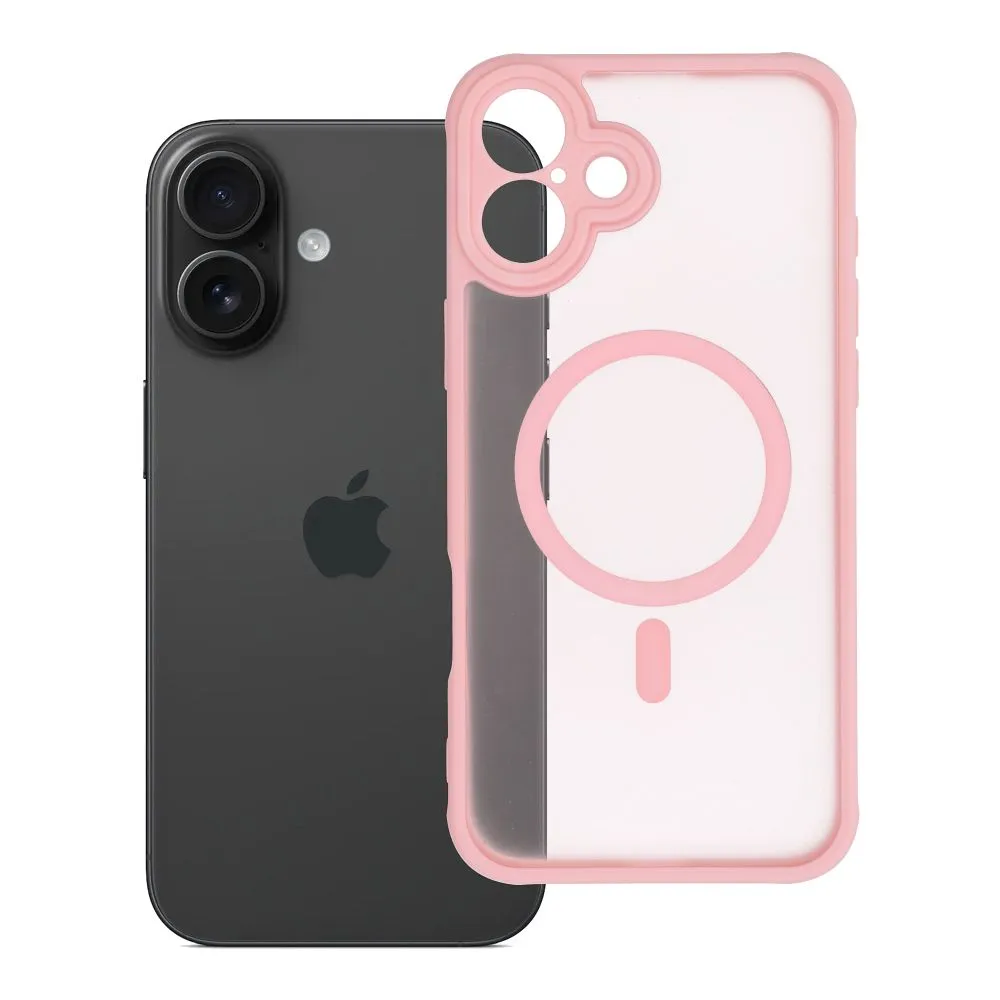 Case for iPhone 16 PLUS Full Matte Mag Cover compatible with MagSafe light pink