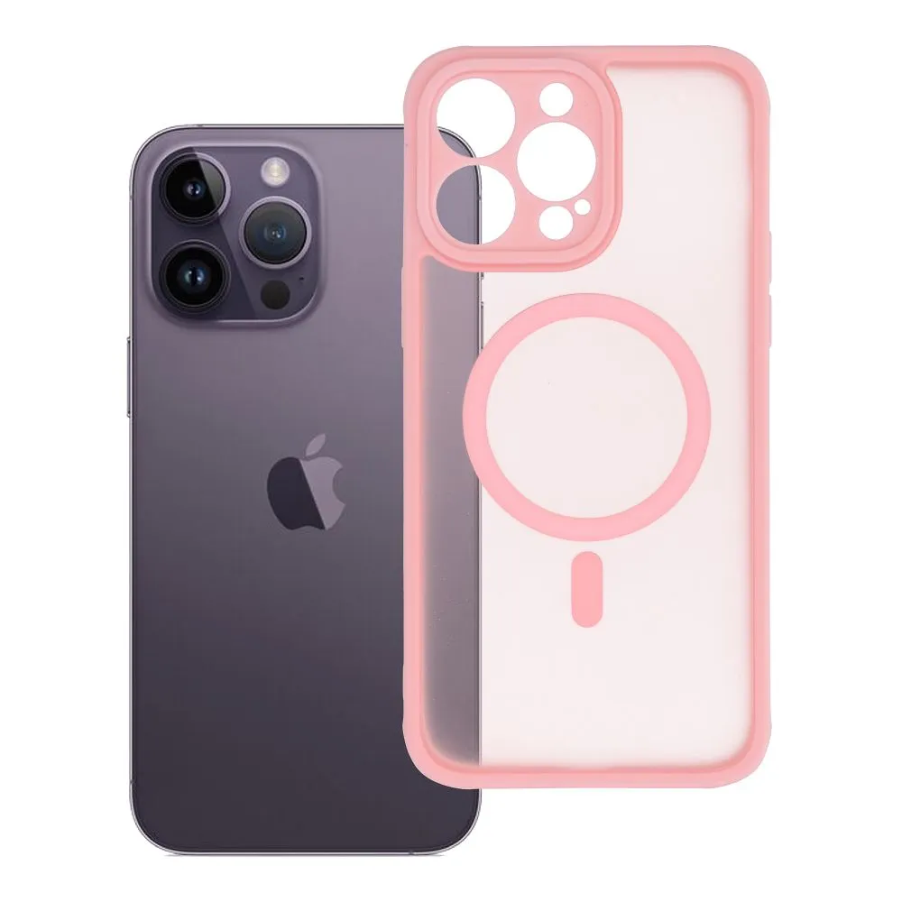 Case for iPhone 14 PRO MAX Full Matte Mag Cover compatible with MagSafe light pink