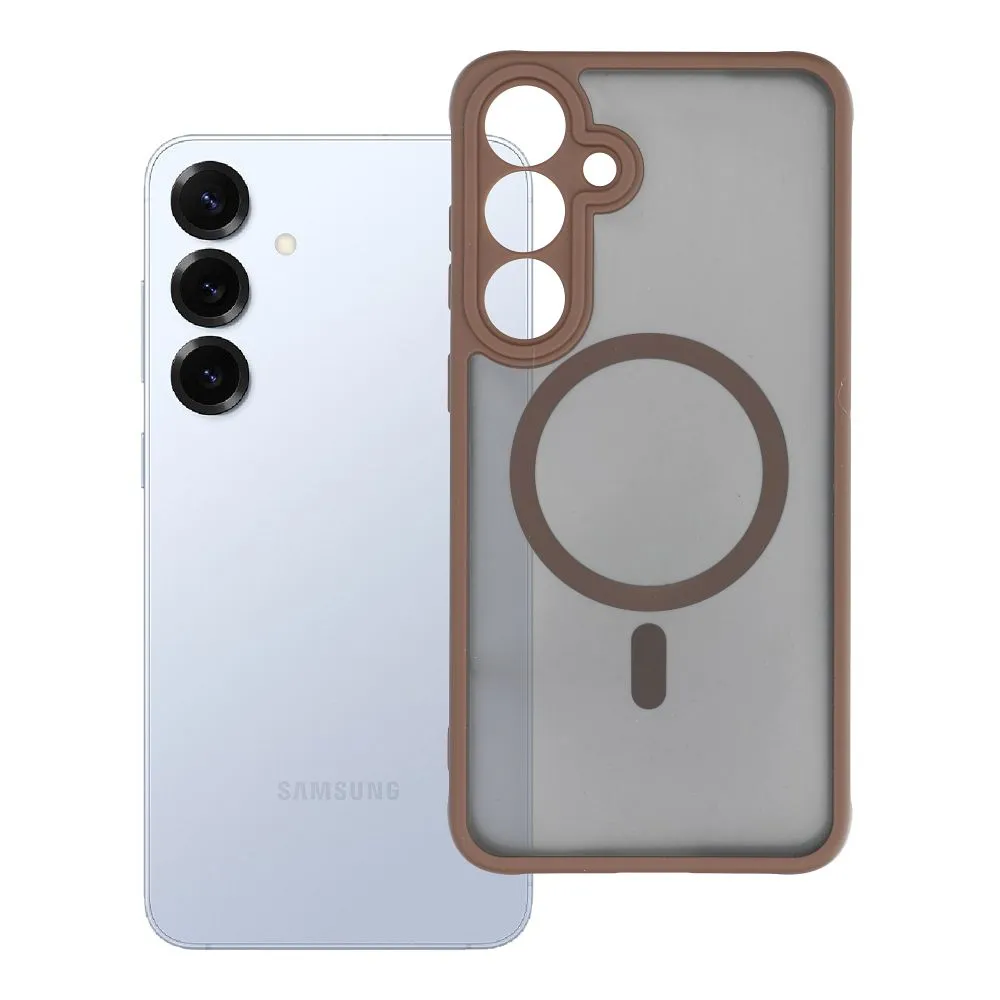 Case for Samsung S25 PLUS Full Matte Mag Cover compatible with MagSafe brown