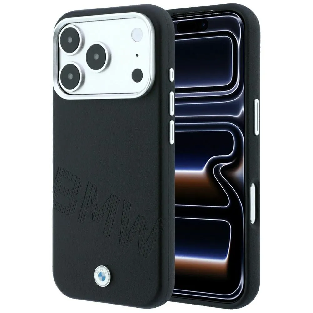 BMW case for IPHONE 18 Pro/17 Pro compatible with MagSafe (Sign Inclined Deboss Letters) black