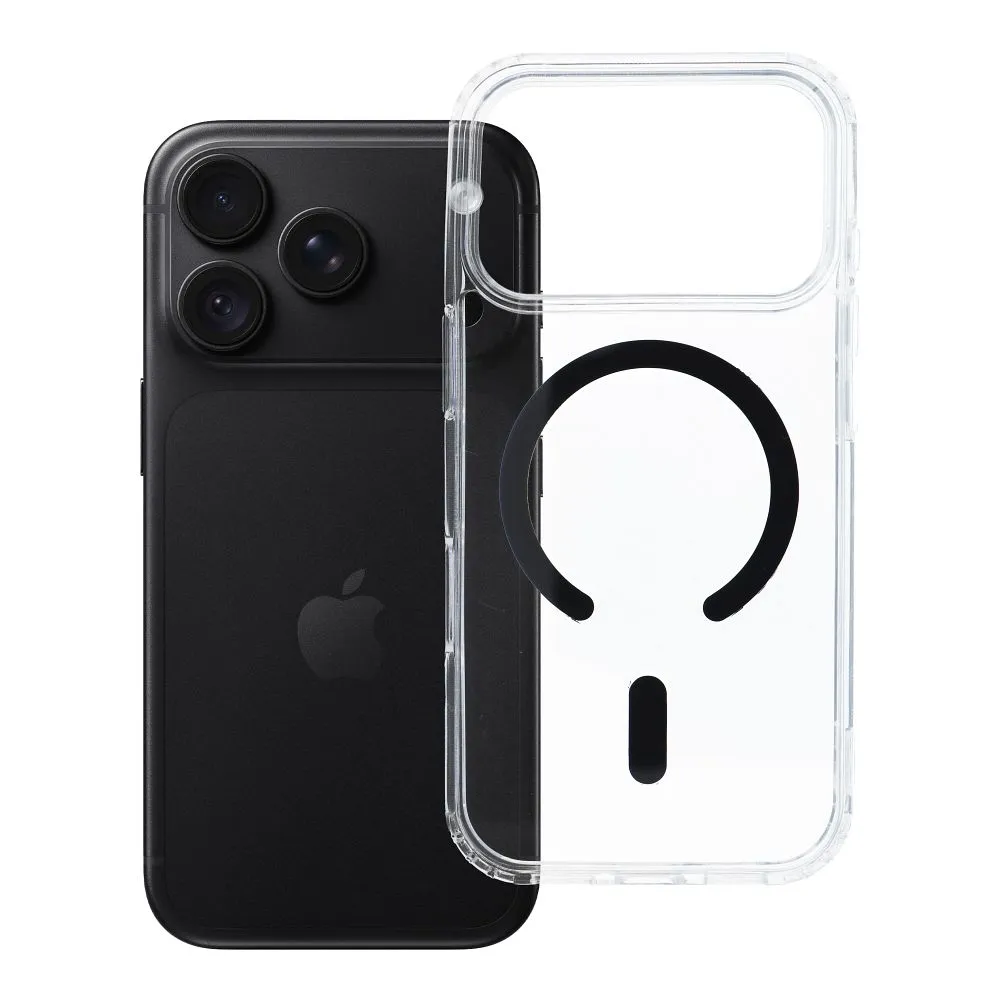 Case for iPhone 18 Pro / 17 Pro Drop Glue Colorful Ring Mag Cover compatible with MagSafe black