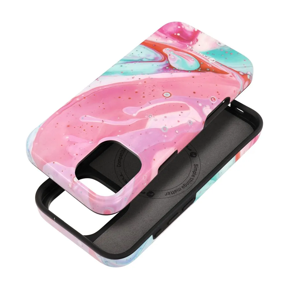 Case for iPhone 16 PLUS Forcell F-Protect Mirage compatible with Magsafe Military Drop-Test pink marble