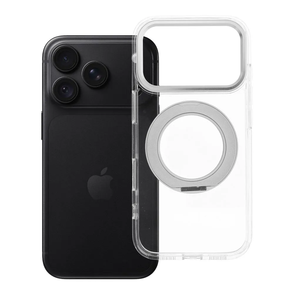 Case for iPhone 18 Pro / 17 Pro Frame Circle Stand compatible with MagSafe transparent