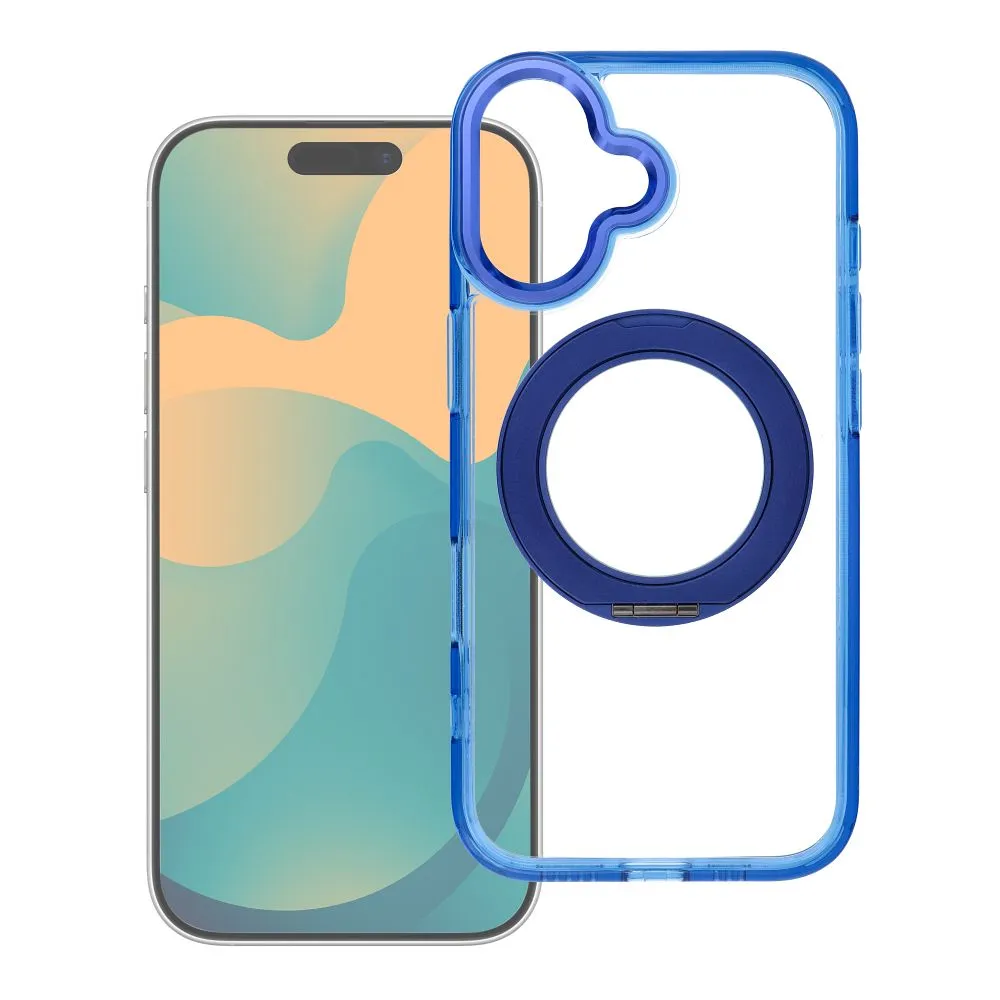 Case for iPhone 14 Frame Circle Stand compatible with MagSafe navy blue