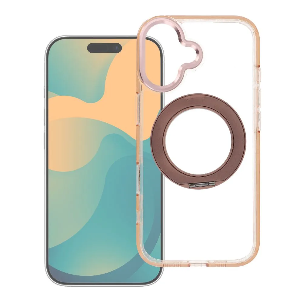 Case for iPhone 12 Frame Circle Stand compatible with MagSafe gold