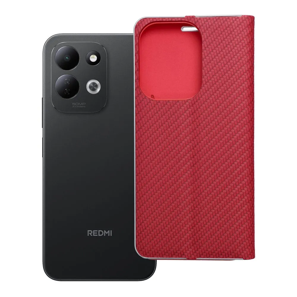 Flip case for Xiaomi Redmi 17 4G / 17 5G EU Luna Book Carbon red