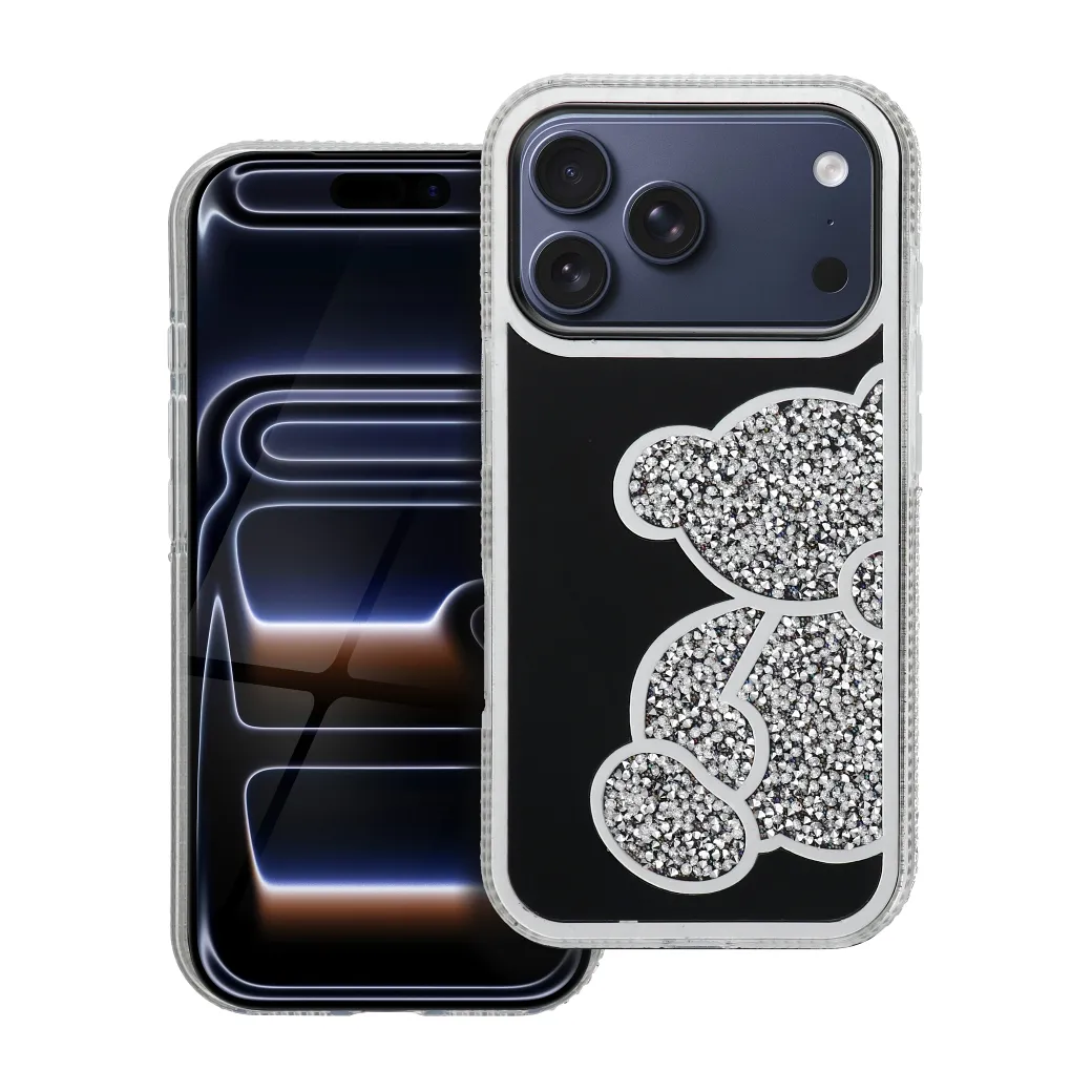 Case for iPhone 17 Pro / 18 Pro (low camera edge) Teddy Bear silver