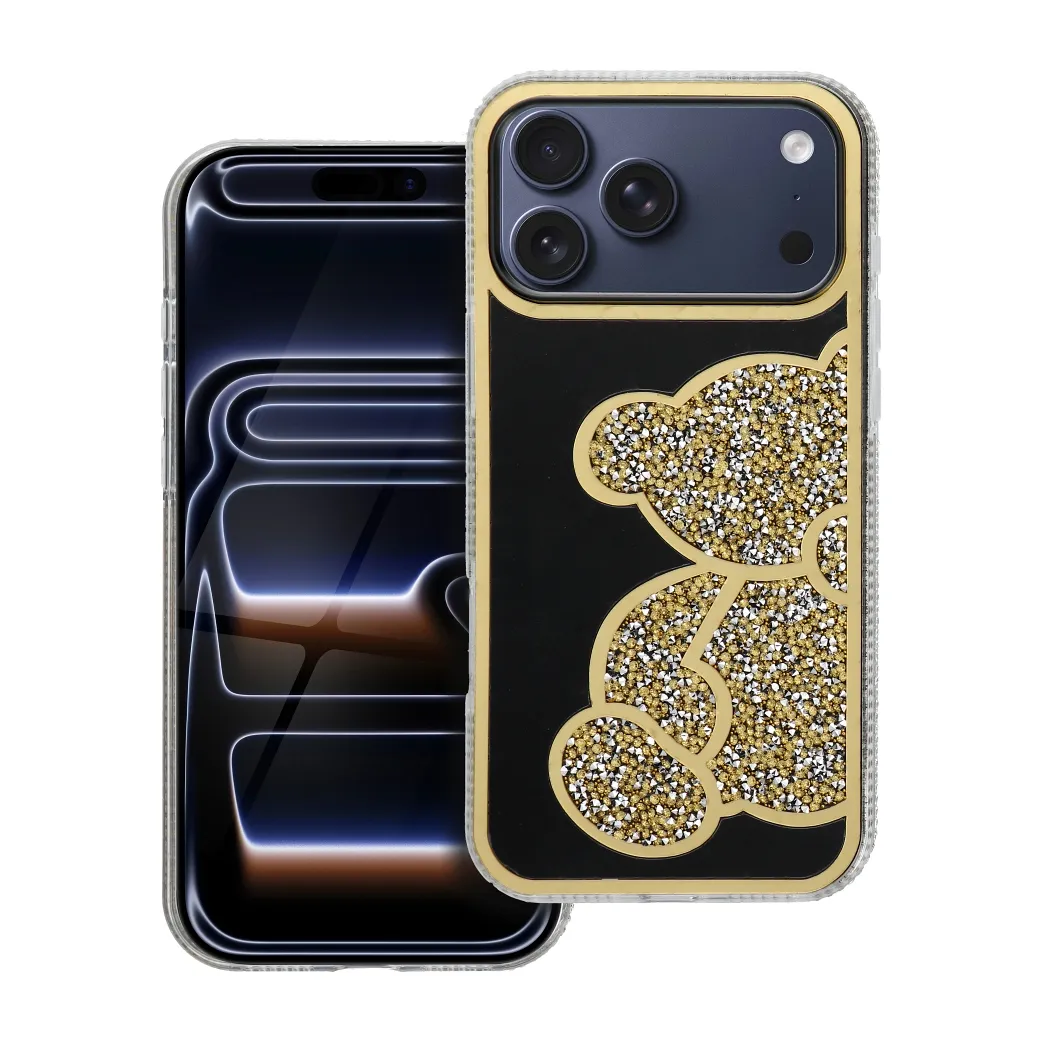 Case for iPhone 17 Pro Max / 18 Pro Max (low camera edge) Teddy Bear gold